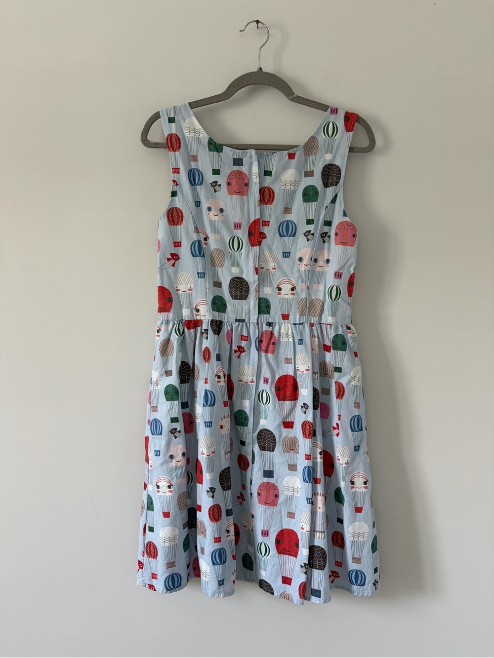 ModCloth x Fevour Handle with Care Light Blue Hot Air Balloon Whimsical Dress L - Picture 4 of 10